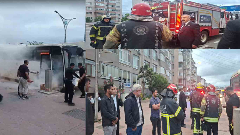 MHP Dilovası Teşkilatı’nı taşıyan otobüste yangın çıktı