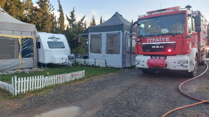 Karavanda yangın çıktı